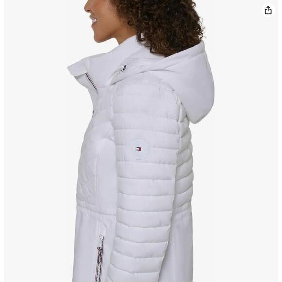 Tommy Hilfiger Women's Size Small Puffer Lightweight Hooded Stretch Jacket with - Picture 5 of 7